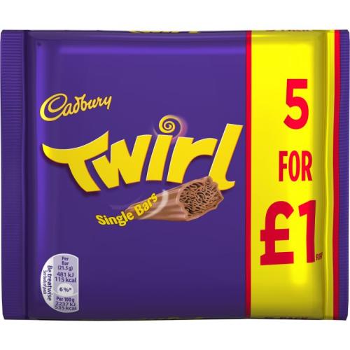 Cadbury Twirl 5-pack 107g(BF:2025-05-10) Coopers Candy