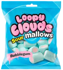 Loopy Clouds MarshMallow Sour Bubblegum 100g Coopers Candy
