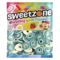 Sweetzone Sour Blue Raspberry Rings 1kg Coopers Candy