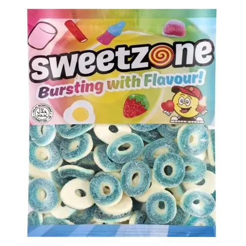 Sweetzone Sour Blue Raspberry Rings 1kg Coopers Candy