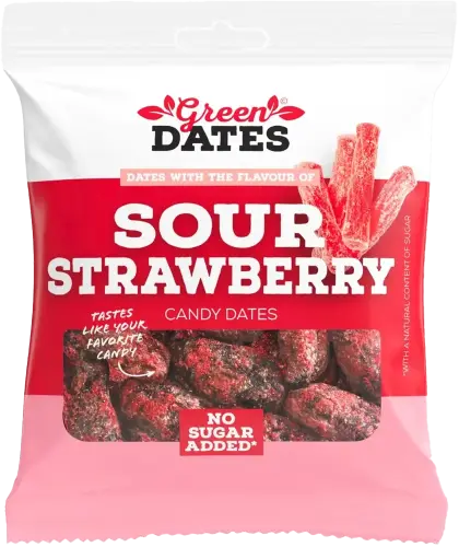 Green Dates Dadlar Sour Strawberry 90g Coopers Candy