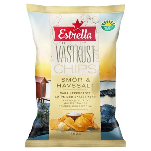 Estrella Västkustchips Smör Havssalt 180g(BF:2025-03-19) Coopers Candy