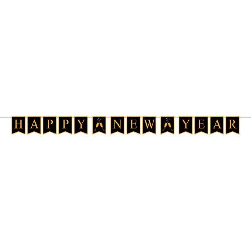 Vimpelgirlang Happy New Year Svart/Guld Coopers Candy