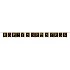 Vimpelgirlang Happy New Year Svart/Guld Coopers Candy