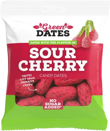 Green Dates Dadlar Sour Cherry 90g Coopers Candy