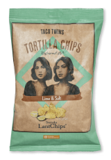 Taco Twins Tortilla Chips Lime & Salt 120g(BF:2025-03-22) Coopers Candy