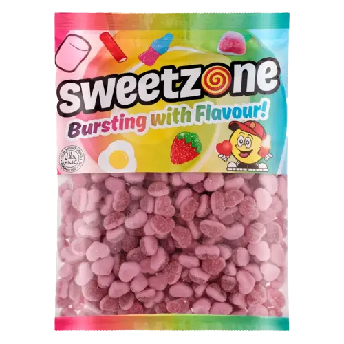 Sweetzone Fizzy Strawberry Hearts 1kg Coopers Candy