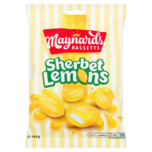 Maynards Bassetts Sherbet Lemons Sweets Bag 192g Coopers Candy