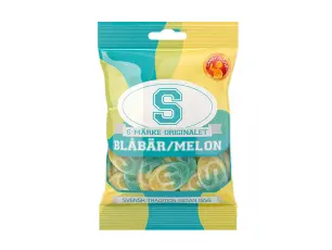 S-M&auml;rke Bl&aring;b&auml;r/Melon 80g Coopers Candy