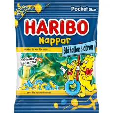 Haribo Nappar Bl&aring; Hallon Citron 80g Coopers Candy