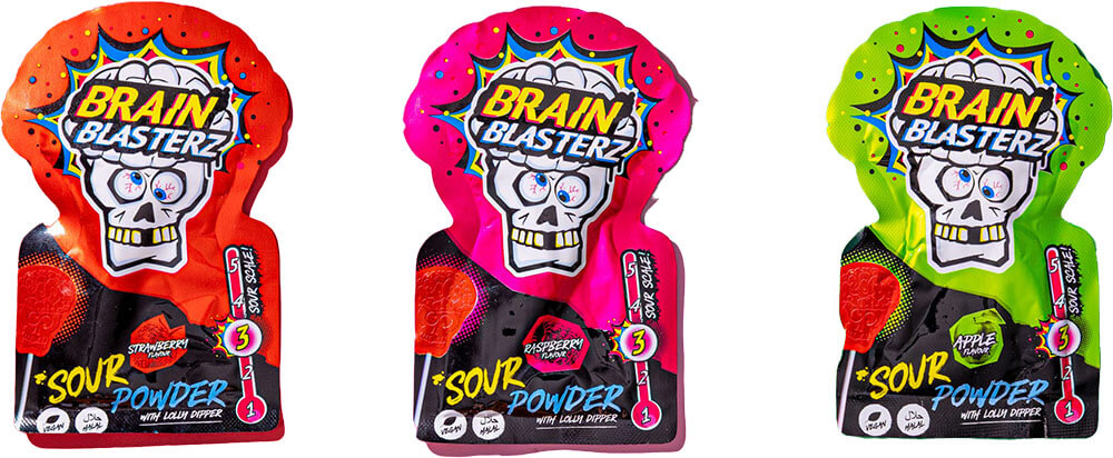 Brain Blasterz Sour Powder and Lollipop karkki 10g