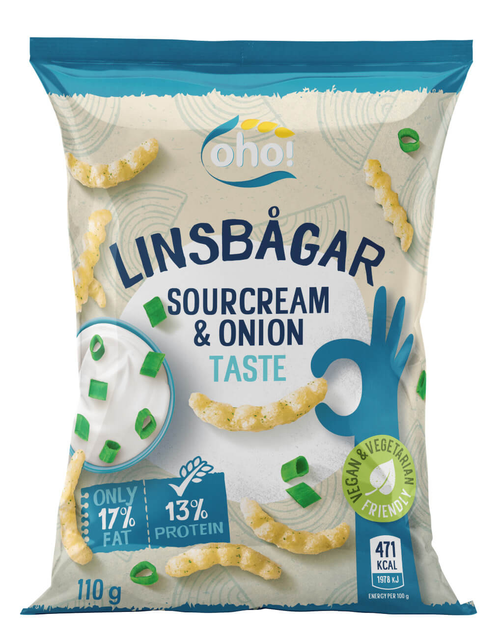 Oho! Linssirenkaat Sourcream & Onion 110g