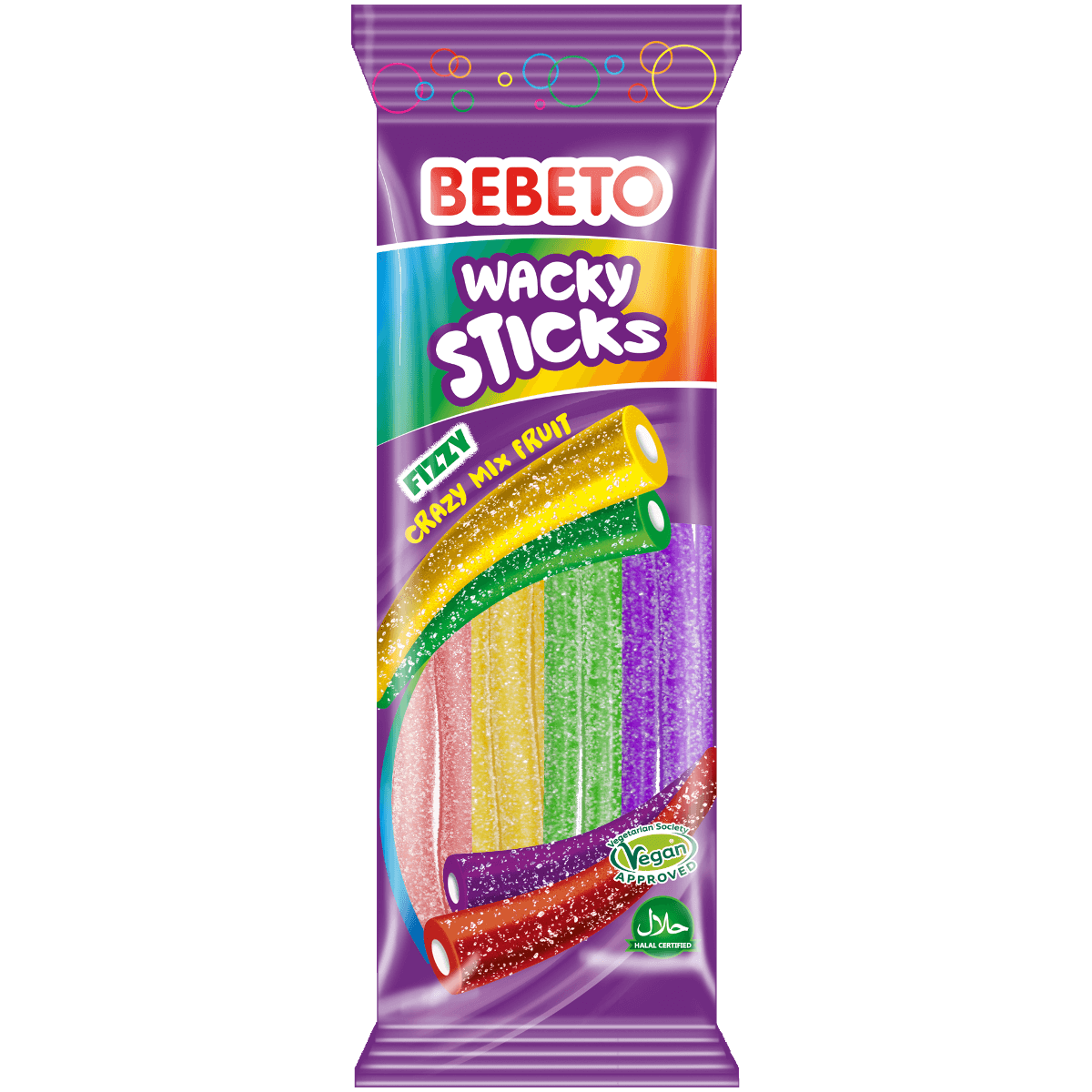 Bebeto Wacky Sticks Fizzy Fruit Mix 75g