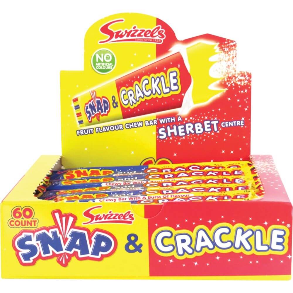 Swizzels Snap & Crackle Fruit 18g x 60 kpl (koko laatikko)