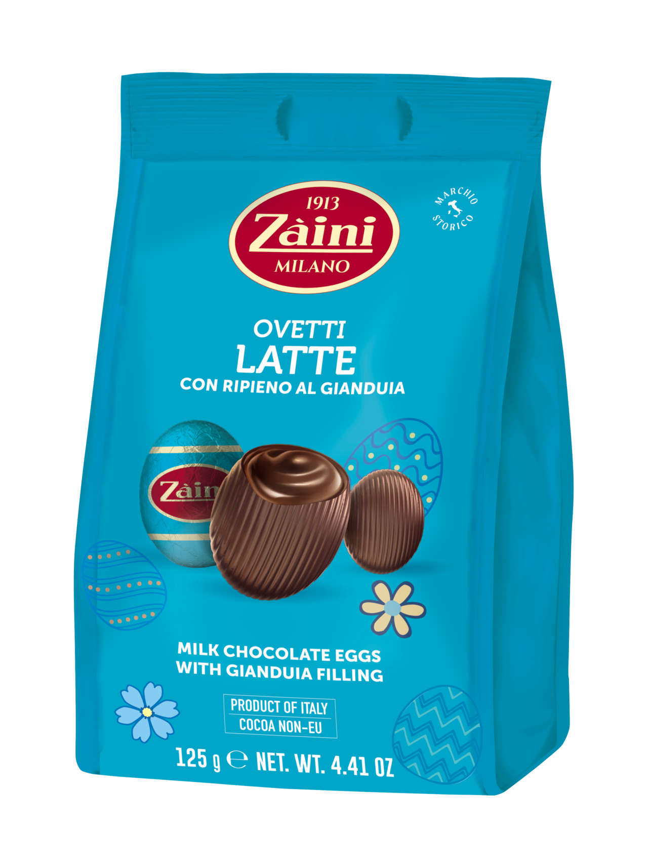 Zaini Mjölkchokladägg med hasselnötsfyllning 125g